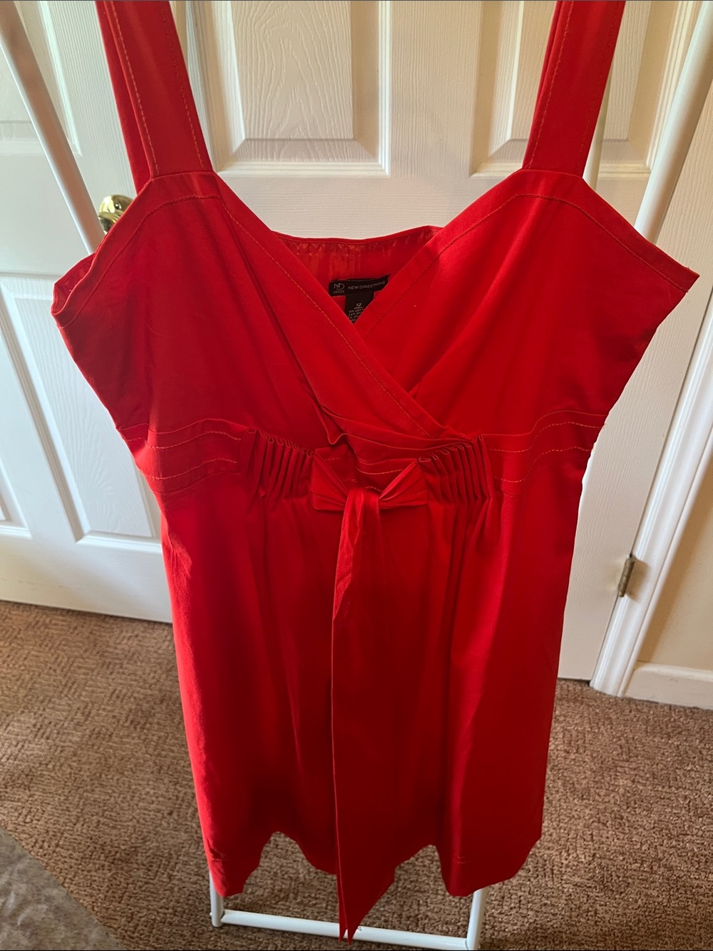 new directions Red Sleeveless Tie-Waist Mini Dress PTP 19” L 40” With Pockets